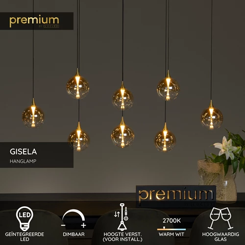 Lucide GISELA - Hanglamp - LED Dimb. - 8x3,9W 2700K - Amber | Premium - USP